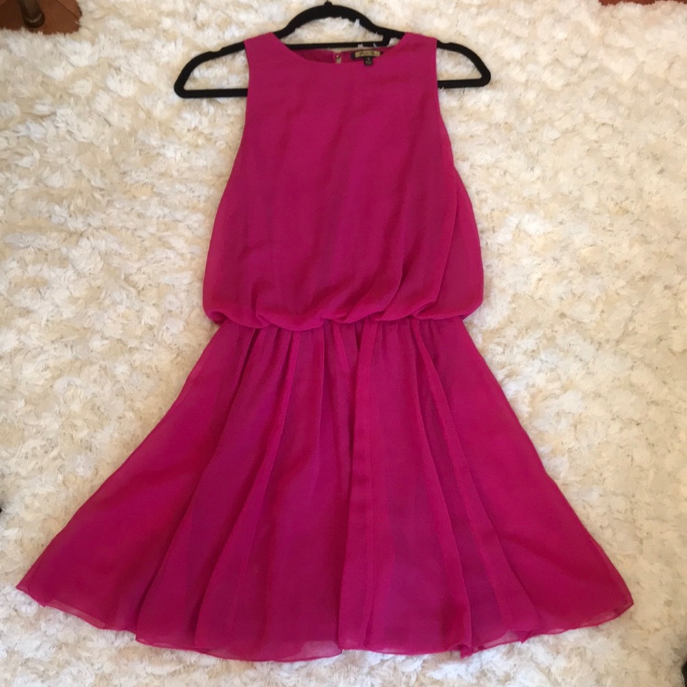 Hot pink dress with elastic waist
